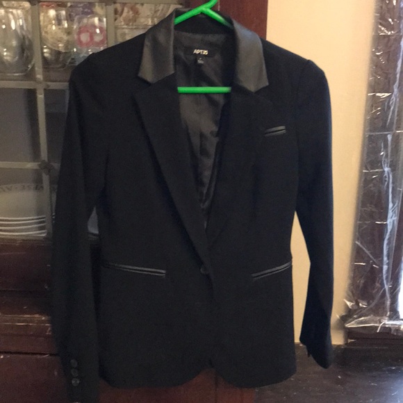 Blazer, faux leather details, Black, APT.9, size 2 - Picture 3 of 5